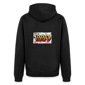 Best of 1990 Graffiti – 35 Years of 90s Vibes - Unisex Premium Organic Zip Hoodie - black - Back - Nico (187cm)