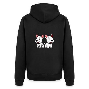 Bull Terrier Dog Comic - Unisex Premium Organic Zip Hoodie - black - Back - Nico (187cm)