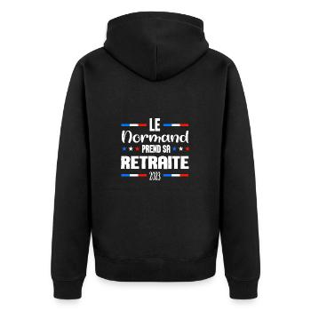 Le normand prend sa retraite grand-père maillot - Veste à capuche bio Premium Unisexe - noir - Dos - Nico (187cm)