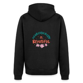 Neurodiverse Ehe Neurodiverser Stolz - Unisex Premium Bio Zip Hoodie - Schwarz - Hinten - Nico (187cm)