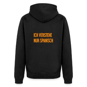 Ich verstehe nur Spanisch - Unisex Premium Bio Zip Hoodie - Schwarz - Hinten - Nico (187cm)