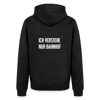 Je ne comprends que la gare - Veste à capuche bio Premium Unisexe - noir - Dos - Nico (187cm)