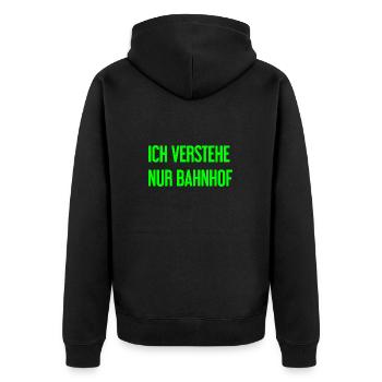 Ich verstehe nur Bahnhof - Unisex Premium Bio Zip Hoodie - Schwarz - Hinten - Nico (187cm)