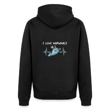 Narval Licorne Baleine - Veste à capuche bio Premium Unisexe - noir - Dos - Nico (187cm)