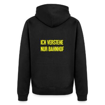 I only understand train station - Unisex Premium Organic Zip Hoodie - black - Back - Nico (187cm)