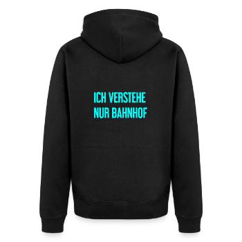 Ich verstehe nur Bahnhof - Unisex Premium Bio Zip Hoodie - Schwarz - Hinten - Nico (187cm)