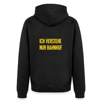 Ich verstehe nur Bahnhof - Unisex Premium Bio Zip Hoodie - Schwarz - Hinten - Nico (187cm)