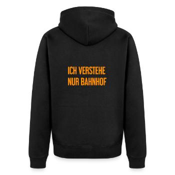 I only understand train station - Unisex Premium Organic Zip Hoodie - black - Back - Nico (187cm)