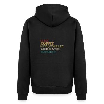 Kaffeeliebhaber Rottweiler Hundebesitzer Lustiges Zitat Vin - Unisex Premium Bio Zip Hoodie - Schwarz - Hinten - Nico (187cm)