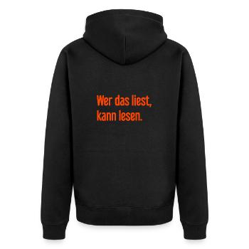 If you read this, you can read. - Unisex Premium Organic Zip Hoodie - black - Back - Nico (187cm)