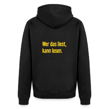 If you read this, you can read. - Unisex Premium Organic Zip Hoodie - black - Back - Nico (187cm)