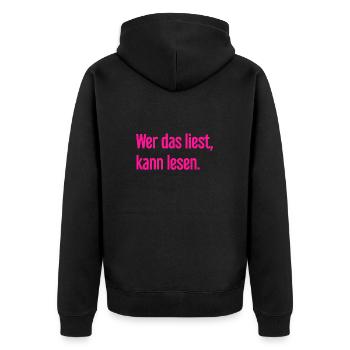 If you read this, you can read. - Unisex Premium Organic Zip Hoodie - black - Back - Nico (187cm)