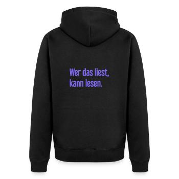 If you read this, you can read. - Unisex Premium Organic Zip Hoodie - black - Back - Nico (187cm)