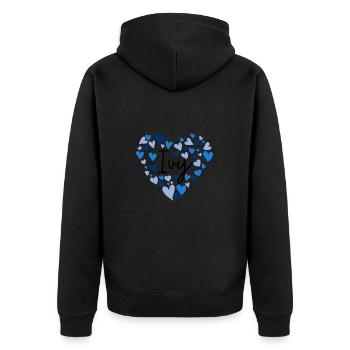 Conception de nom de lierre avec des cœurs bleus en forme de cœur - Veste à capuche bio Premium Unisexe - noir - Dos - Nico (187cm)