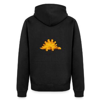 Dino Nuggets Dinosaurier Chicken Nuggets - Unisex Premium Bio Zip Hoodie - Schwarz - Hinten - Nico (187cm)