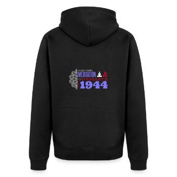Paix spirituelle et méditation depuis 1944 - 81 - Veste à capuche bio Premium Unisexe - noir - Dos - Nico (187cm)