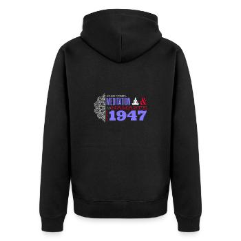 1947 - 78 Jahre Meditation & Harmonie - Unisex Premium Bio Zip Hoodie - Schwarz - Hinten - Nico (187cm)