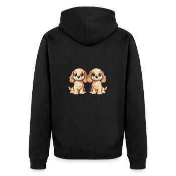 Cocker Spaniel Hund Comic - Unisex Premium Bio Zip Hoodie - Schwarz - Hinten - Nico (187cm)