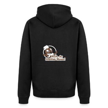 Pittiplatsch 2D Ach, du meine Nase - Unisex Premium Bio Zip Hoodie - Schwarz - Hinten - Nico (187cm)