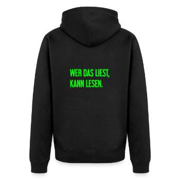If you read this, you can read. - Unisex Premium Organic Zip Hoodie - black - Back - Nico (187cm)