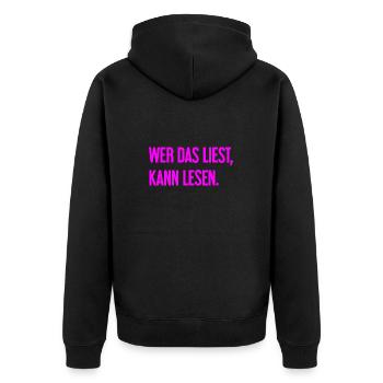 If you read this, you can read. - Unisex Premium Organic Zip Hoodie - black - Back - Nico (187cm)