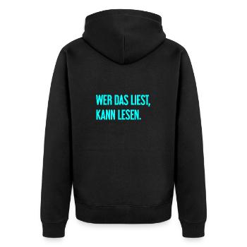 If you read this, you can read. - Unisex Premium Organic Zip Hoodie - black - Back - Nico (187cm)