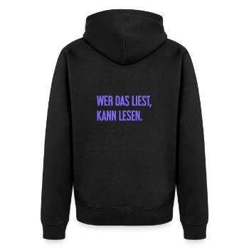 If you read this, you can read. - Unisex Premium Organic Zip Hoodie - black - Back - Nico (187cm)