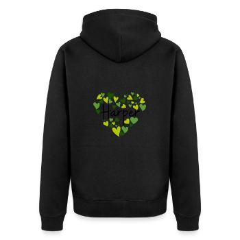Harper Namensdesign mit herzförmigen grünen Herzen - Unisex Premium Bio Zip Hoodie - Schwarz - Hinten - Nico (187cm)