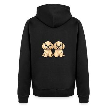Golden Retriever Hund Comic - Unisex Premium Bio Zip Hoodie - Schwarz - Hinten - Nico (187cm)
