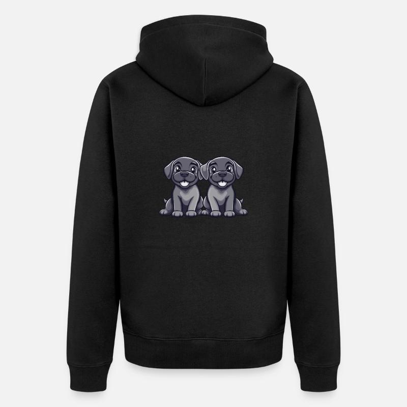 Chien Mastiff Bande dessinée - Veste à capuche bio Premium Unisexe - noir