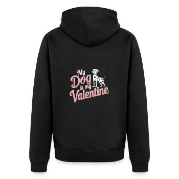 My Dog Is My Valentine | Dalmatian Valentine's Day - Unisex Premium Organic Zip Hoodie - black - Back - Nico (187cm)