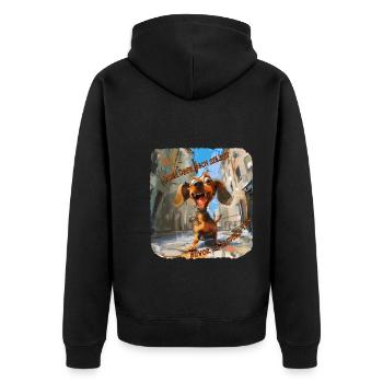 Drôle de chien teckel - Veste à capuche bio Premium Unisexe - noir - Dos - Nico (187cm)