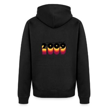 Vintage Retro Best of 2009, 16 Jahre feiern - Unisex Premium Bio Zip Hoodie - Schwarz - Hinten - Nico (187cm)