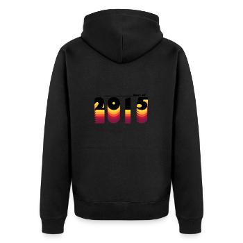 Proudly Celebrating 2015 - Vintage 10 Years of - Unisex Premium Organic Zip Hoodie - black - Back - Nico (187cm)