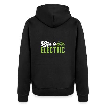 Electric Bike Cycling Biker E-Bike - Unisex Premium Organic Zip Hoodie - black - Back - Nico (187cm)