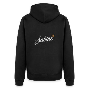 Sabine Name für Frauen Kinder Kleinkinder - Sabine - Unisex Premium Bio Zip Hoodie - Schwarz - Hinten - Nico (187cm)