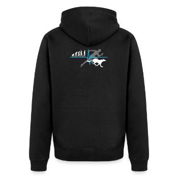 Canicross Heart Line Jogging Evolution Dog - Unisex Premium Organic Zip Hoodie - black - Back - Nico (187cm)