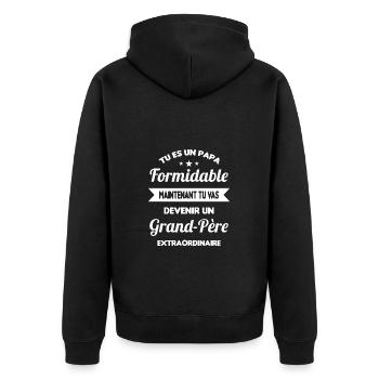 Futur grand-père cadeau annonce de grossesse - Veste à capuche bio Premium Unisexe - noir - Dos - Nico (187cm)