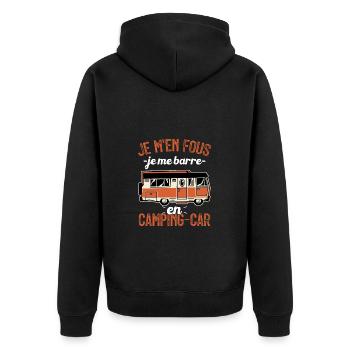 Je m'en fous je me barre en camping-car - Veste à capuche bio Premium Unisexe - noir - Dos - Nico (187cm)