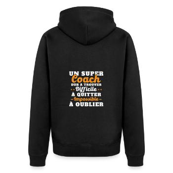 Humour coach sportif entraineur super coach - Veste à capuche bio Premium Unisexe - noir - Dos - Nico (187cm)