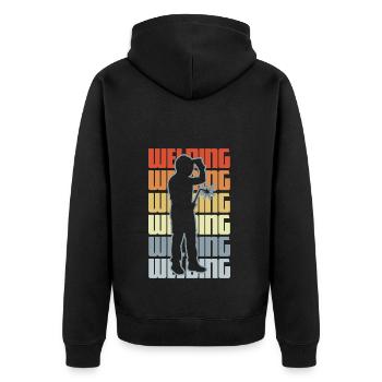 Soudure vintage - Veste à capuche bio Premium Unisexe - noir - Dos - Nico (187cm)