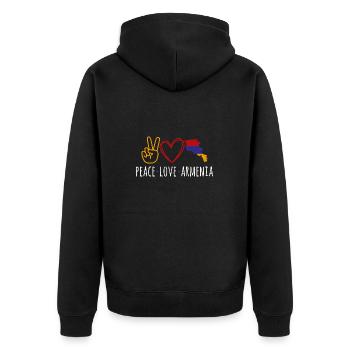Armenische Flagge Armenien - Unisex Premium Bio Zip Hoodie - Schwarz - Hinten - Nico (187cm)