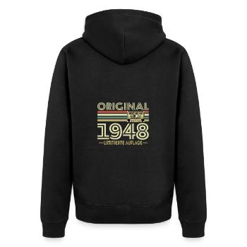 Original 1948 Vintage Birthday Gift - Unisex Premium Organic Zip Hoodie - black - Back - Nico (187cm)