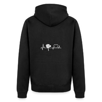 Heartbeat Padel-Spieler - Unisex Premium Bio Zip Hoodie - Schwarz - Hinten - Nico (187cm)