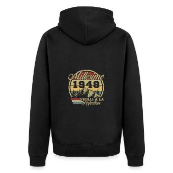 Millésime 1948 Vintage Cadeau Anniversaire - Veste à capuche bio Premium Unisexe - noir - Dos - Nico (187cm)
