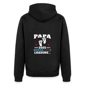 Papa 2025 Drôle Cadeau de Fête des Pères Femmes Enceintes - Veste à capuche bio Premium Unisexe - noir - Dos - Nico (187cm)