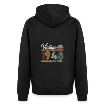 Millésime 1948 Vintage Cadeau Anniversaire - Veste à capuche bio Premium Unisexe - noir - Dos - Nico (187cm)