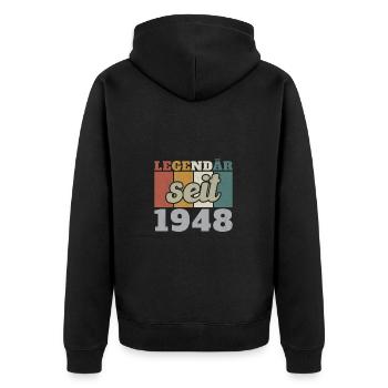 Legendär seit 1948 Geburtstagsgeschenk - Unisex Premium Bio Zip Hoodie - Schwarz - Hinten - Nico (187cm)