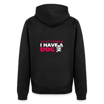Am not Single I Have A Dog - Unisex Premium Organic Zip Hoodie - black - Back - Nico (187cm)