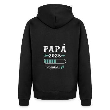 Papa 2025 Loading Geschenk Zukunft Vater - Unisex Premium Bio Zip Hoodie - Schwarz - Hinten - Nico (187cm)